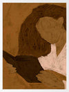 Abstracted illustration of a woman with curly brown hair in a white top reading a book in profile, rendered in warm neutral tones, from the Shatha collection with Urban Road.