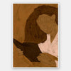 Abstracted illustration of a woman with curly brown hair in a white top reading a book in profile, rendered in warm neutral tones, from the Shatha collection with Urban Road.