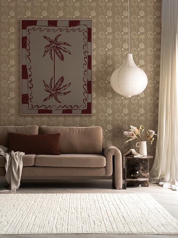 Coastal Charm Burgundy Canvas Art Print | Lifestyle