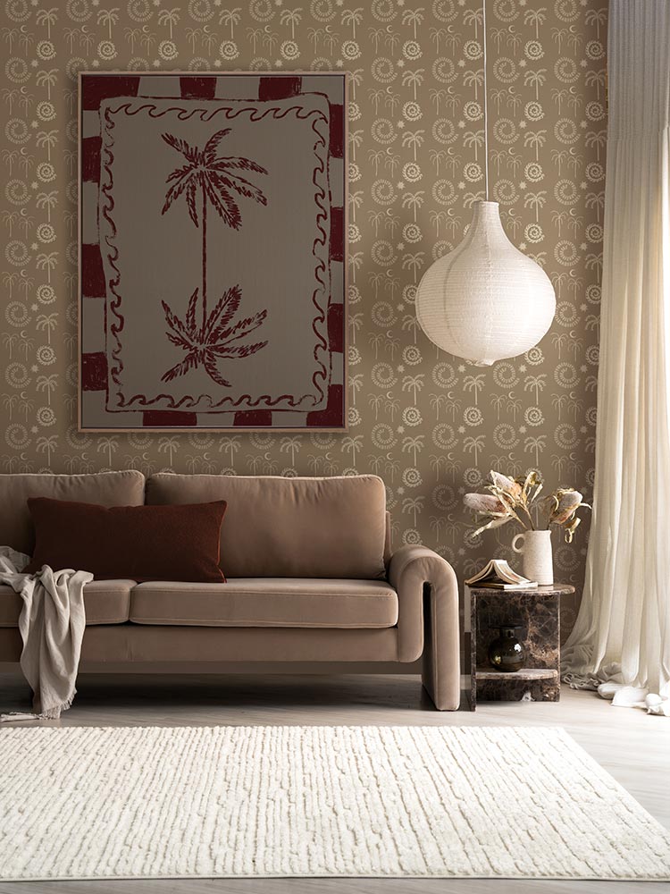 Coastal Charm Burgundy Canvas Art Print | Lifestyle