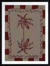 Whimsical twin palm tree design in burgundy with bold red stripes and wavy frame on a neutral backdrop, from the Shatha collection with Urban Road.