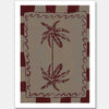 Whimsical twin palm tree design in burgundy with bold red stripes and wavy frame on a neutral backdrop, from the Shatha collection with Urban Road.
