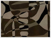 Earth-toned abstract composition with flowing organic shapes and framed negative space in black and taupe, from the Shatha collection with Urban Road.