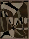 Earth-toned abstract composition with flowing organic shapes and framed negative space in black and taupe, from the Shatha collection with Urban Road.