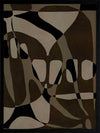 Earth-toned abstract composition with flowing organic shapes and framed negative space in black and taupe, from the Shatha collection with Urban Road.