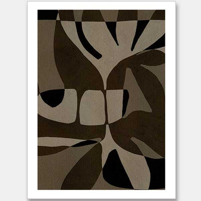 Curved, overlapping abstract forms in shades of olive, beige, and black create a sense of movement and rhythm, from the Shatha collection with Urban Road.