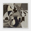 Muted grayscale artwork with abstracted human forms and botanical details creating a soft, introspective mood, from the Shatha collection with Urban Road.