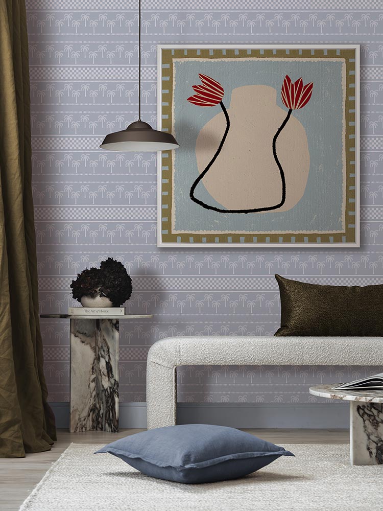 Out of Vase Blooms II Blue Canvas Art Print | Lifestyle