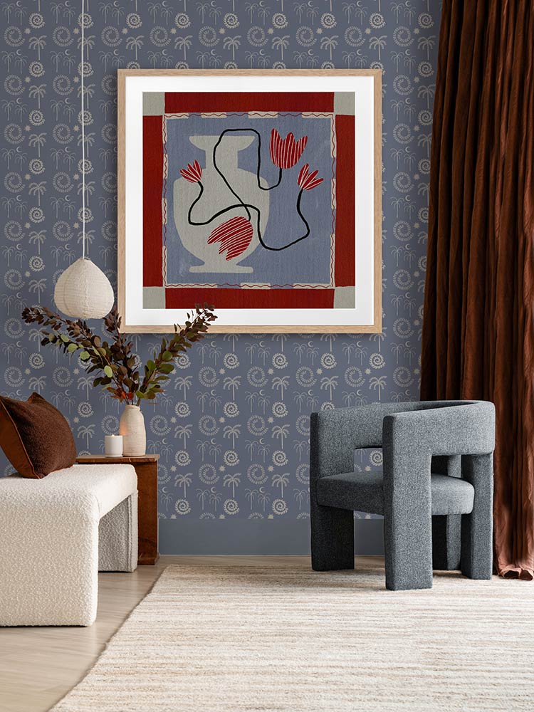 Out of Vase Blooms IIII Blue Framed Art Print | Lifestyle