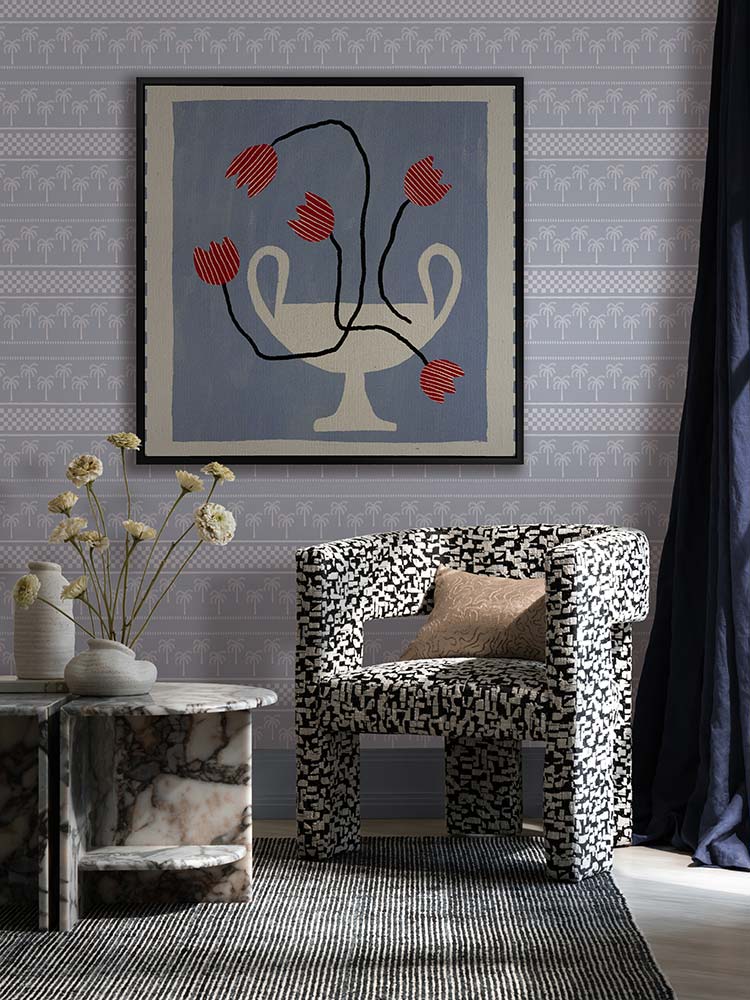 Out of Vase Blooms VI Muted Blue Canvas Art Print | Lifestyle