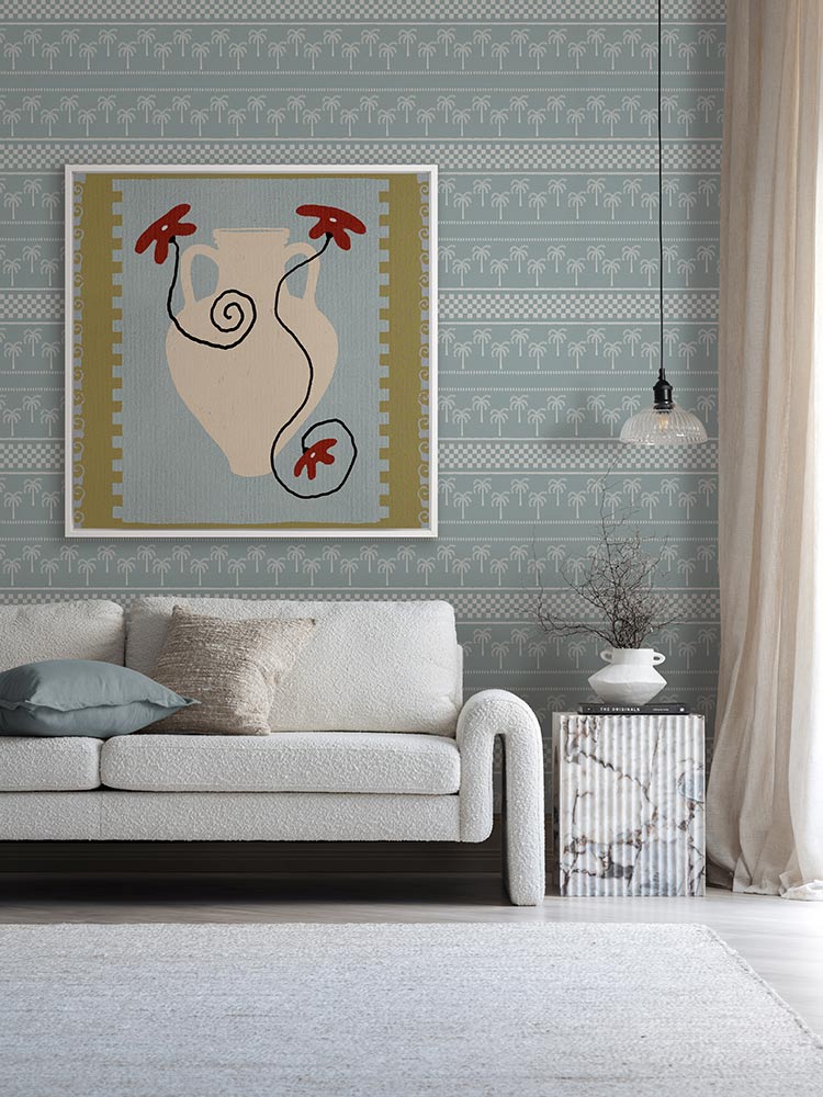 Out of Vase Blooms IX Light Blue Canvas Art Print | Lifestyle