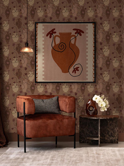 Out of Vase Blooms IX Rust Canvas Art Print | Lifestyle