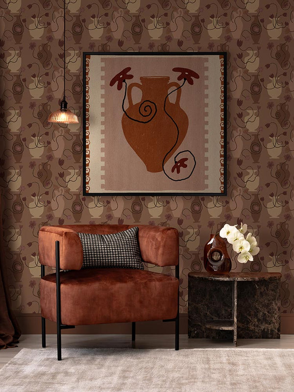 Out of Vase Blooms IX Rust Canvas Art Print | Lifestyle