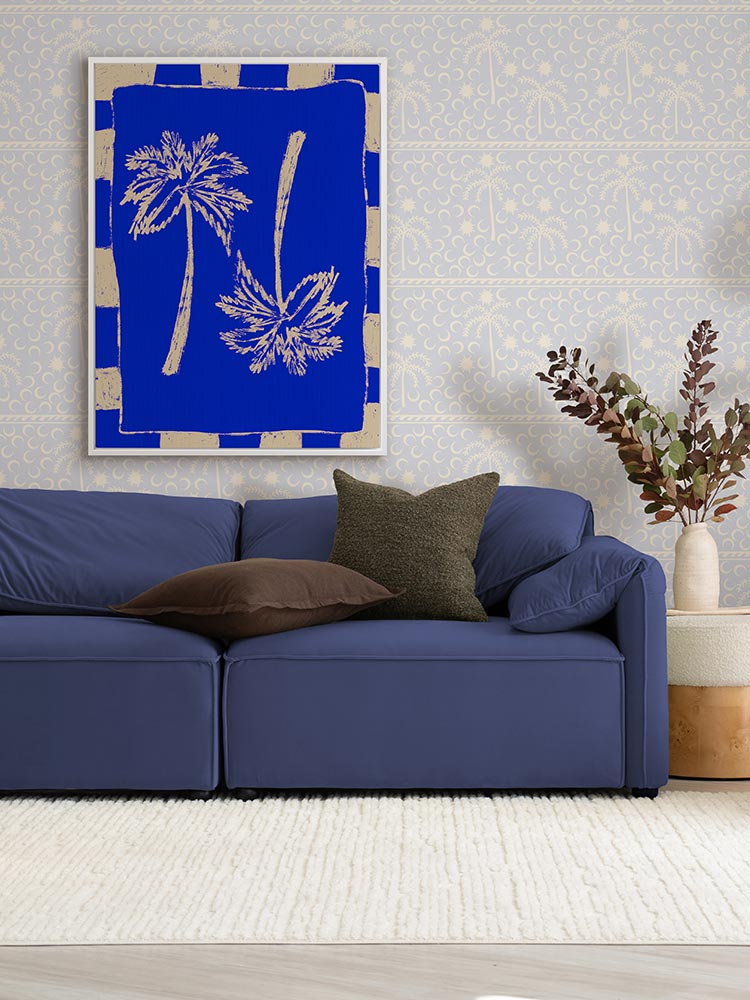 Palm Paradise Blue Canvas Art Print | Lifestyle