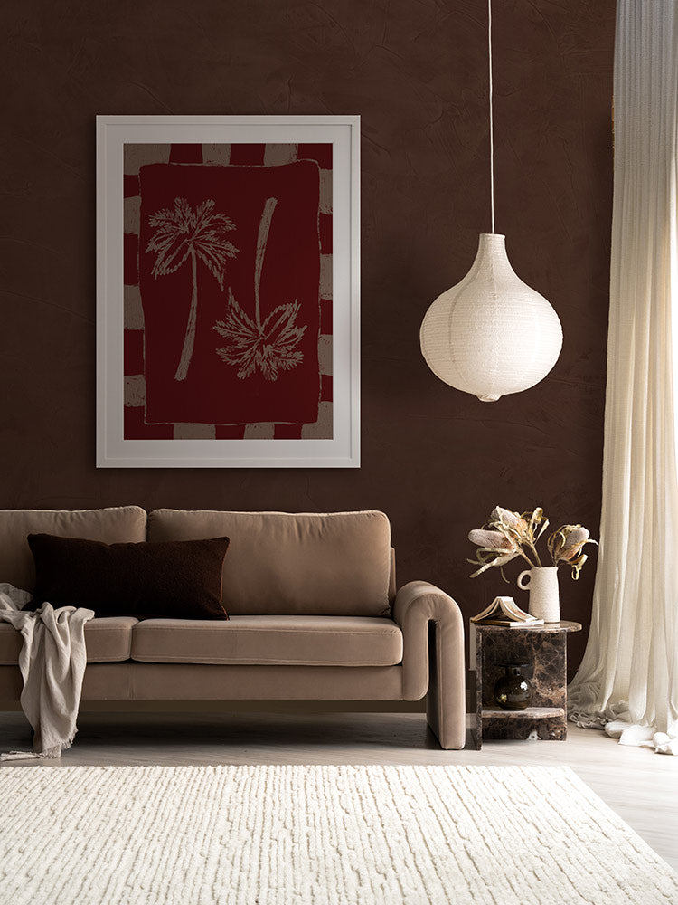 Palm Paradise Burgundy Framed Art Print | Lifestyle