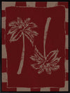 Richly toned composition of mirrored cream palm trees on a burgundy base with a deep red and beige striped frame, from the Shatha collection with Urban Road.