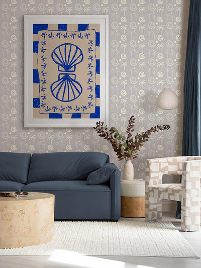 Seashell Symphony Blue Framed Art Print | Lifestyle