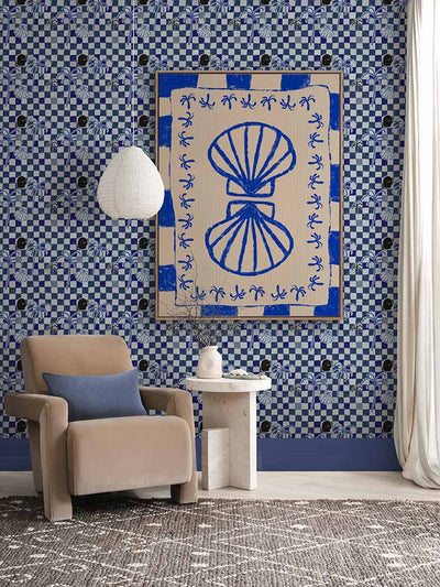 Seashell Symphony Blue Canvas Art Print | Lifestyle