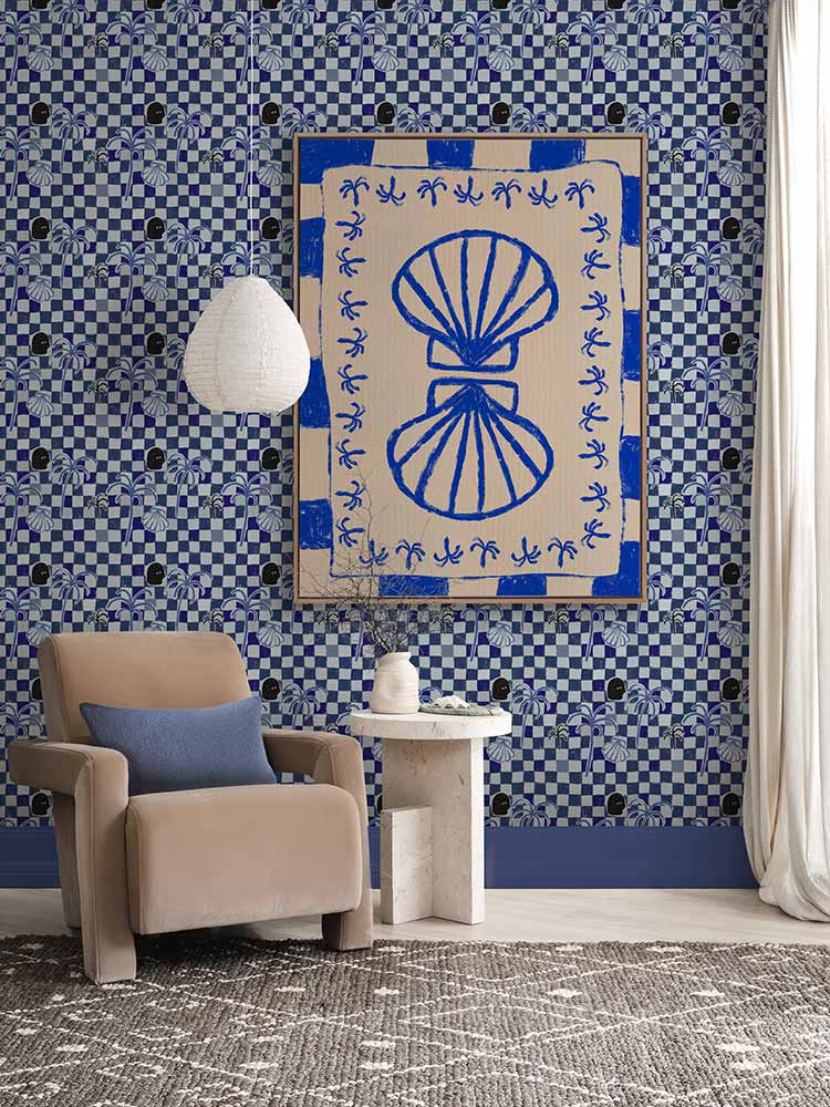 Seashell Symphony Blue Canvas Art Print | Lifestyle