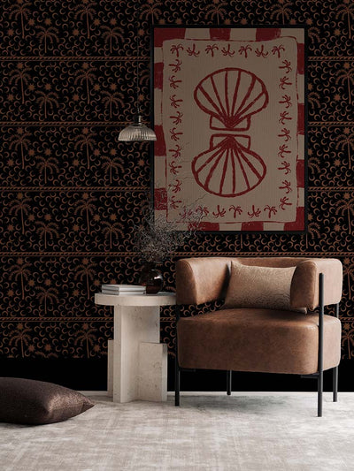 Seashell Symphony Burgundy  Canvas Art Print | Lifestyle