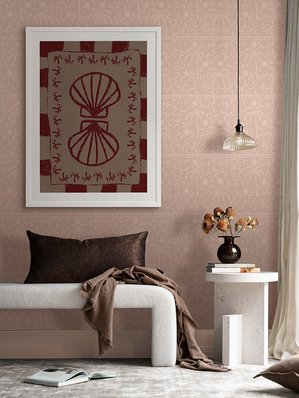 Seashell Symphony Burgundy  Framed Art Print | Lifestyle