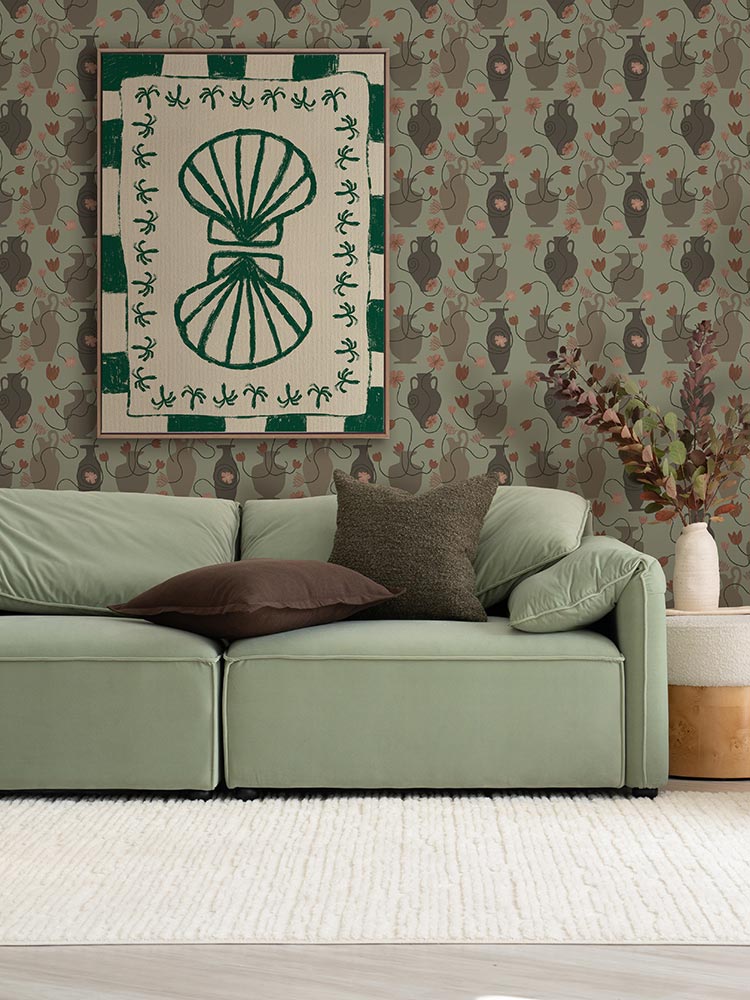 Seashell Symphony Green Canvas Art Print | Lifestyle