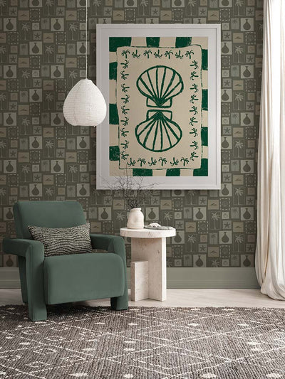 Seashell Symphony Green Framed Art Print | Lifestyle