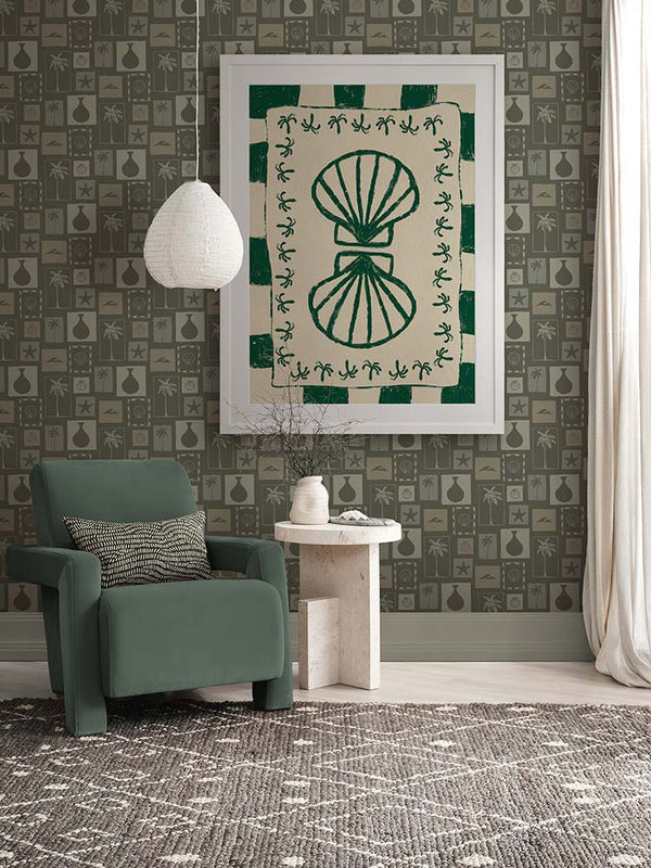 Seashell Symphony Green Framed Art Print | Lifestyle