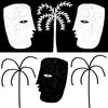 High-contrast black and white artwork with two mirrored face profiles, a central black face, and stylised palm trees, exploring themes of duality, from the Shatha collection with Urban Road.
