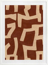 Abstract wall art from the Tim Neve collection by Urban Road, featuring bold terracotta shapes layered over a soft beige background with curved organic lines.