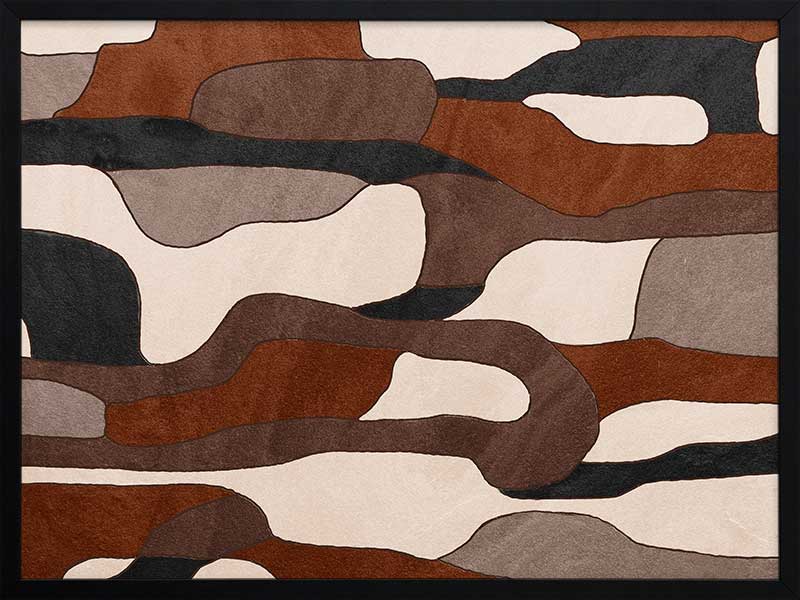 Wall art from the Tim Neve collection by Urban Road, showcasing camo-like organic shapes in earthy browns and soft neutrals.