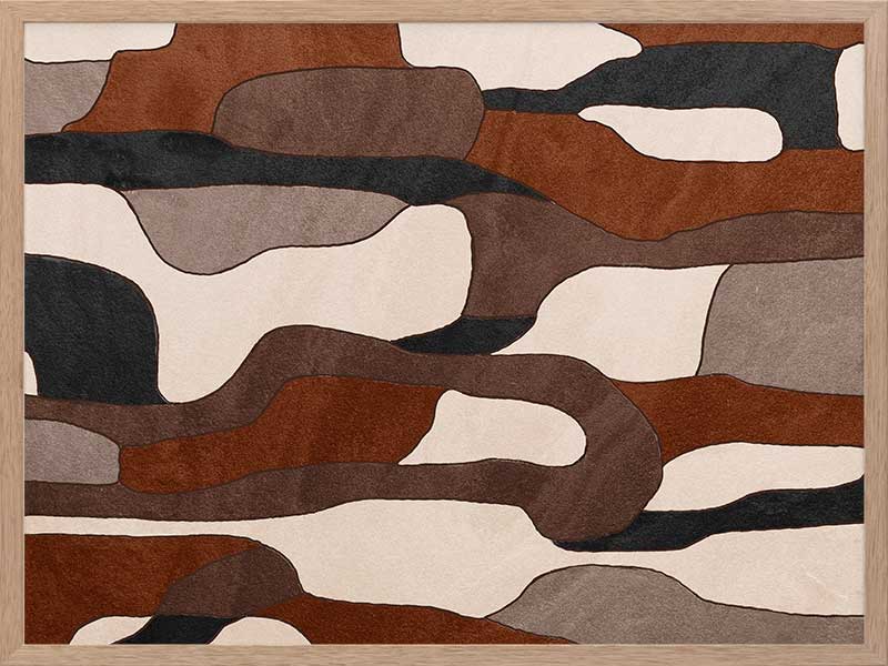 Wall art from the Tim Neve collection by Urban Road, showcasing camo-like organic shapes in earthy browns and soft neutrals.