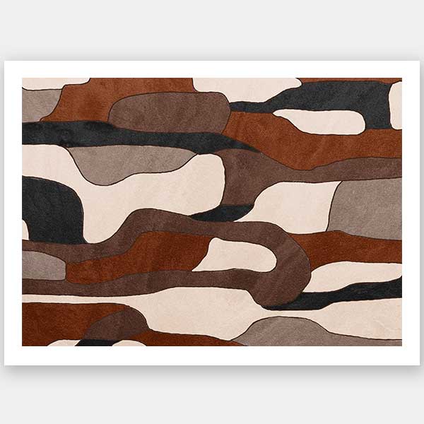 Wall art from the Tim Neve collection by Urban Road, showcasing camo-like organic shapes in earthy browns and soft neutrals.