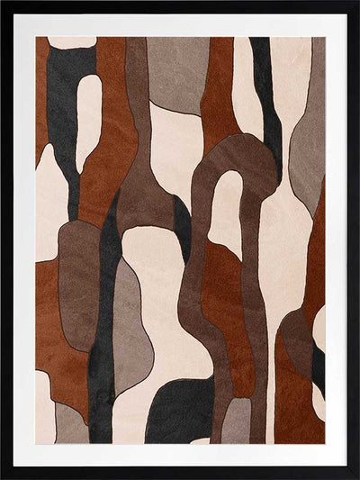 Wall art from the Tim Neve collection by Urban Road, showcasing camo-like organic shapes in earthy browns and soft neutrals.