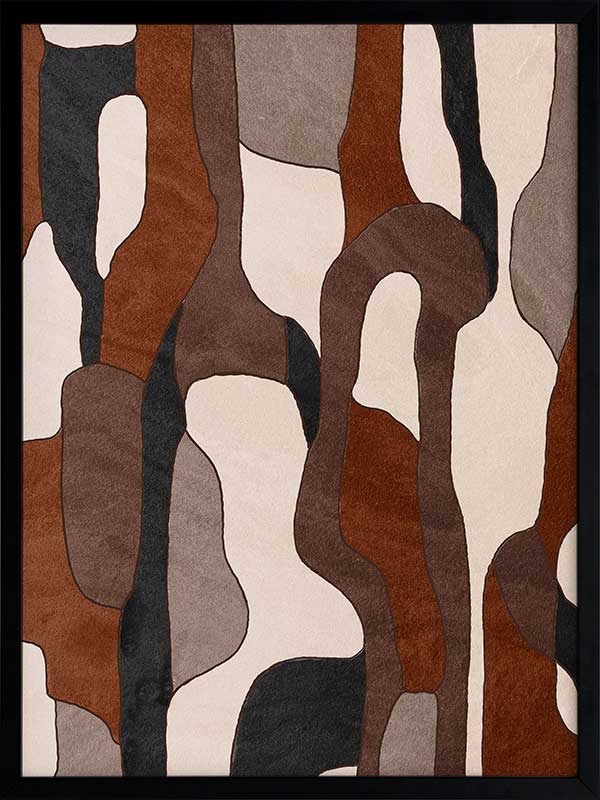 Wall art from the Tim Neve collection by Urban Road, showcasing camo-like organic shapes in earthy browns and soft neutrals.