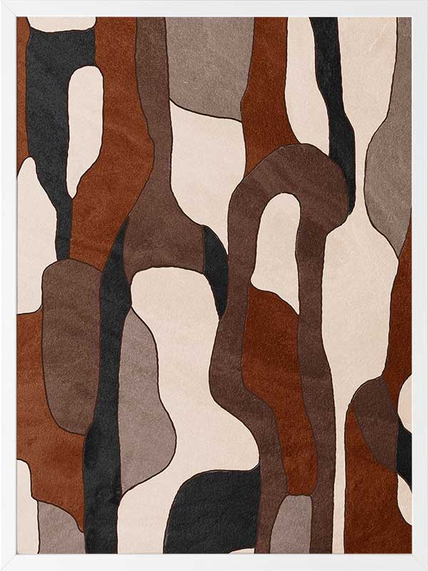 Wall art from the Tim Neve collection by Urban Road, showcasing camo-like organic shapes in earthy browns and soft neutrals.