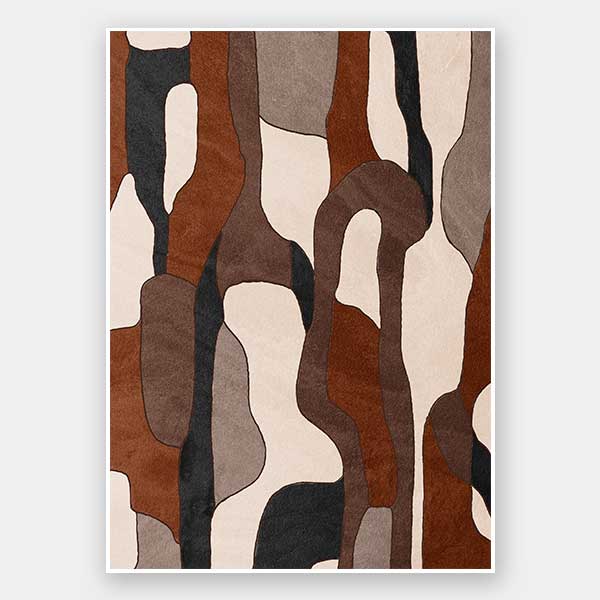 Wall art from the Tim Neve collection by Urban Road, showcasing camo-like organic shapes in earthy browns and soft neutrals.