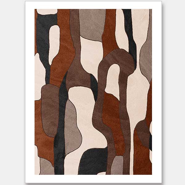 Wall art from the Tim Neve collection by Urban Road, showcasing camo-like organic shapes in earthy browns and soft neutrals.