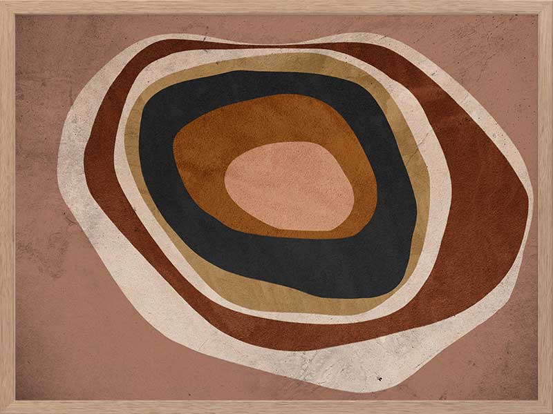 Concentric circle wall art from the Tim Neve collection by Urban Road, with layered brown, caramel, and cream tones.
