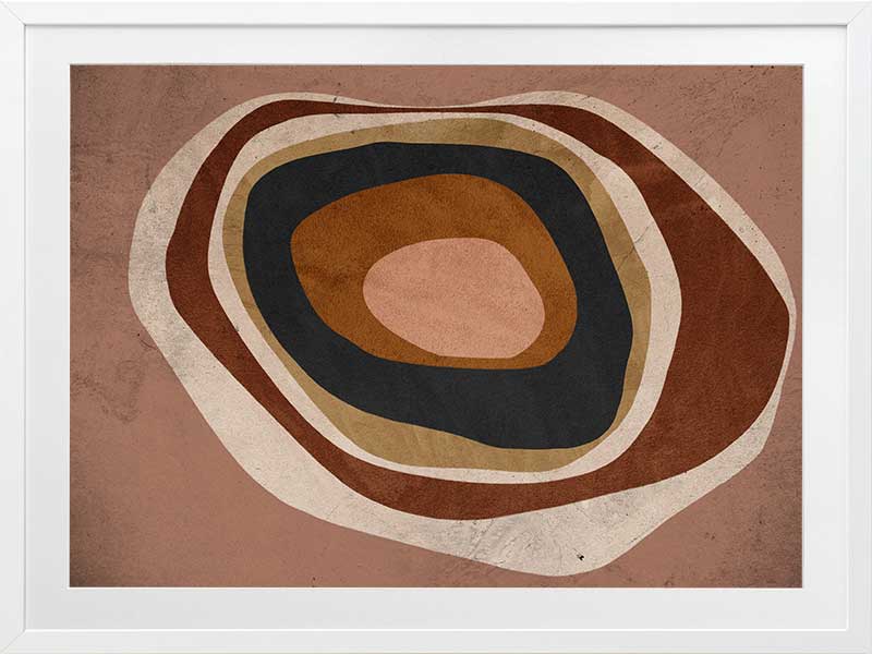 Concentric circle wall art from the Tim Neve collection by Urban Road, with layered brown, caramel, and cream tones.
