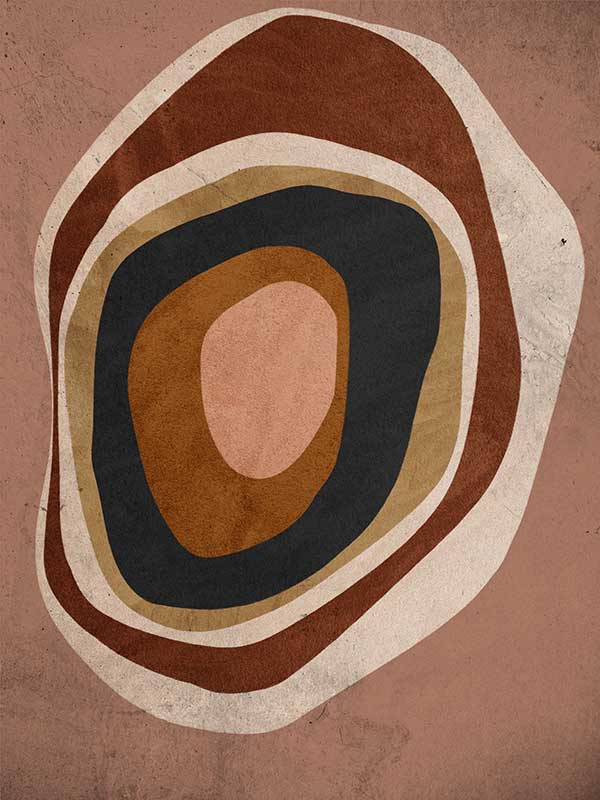 Concentric circle wall art from the Tim Neve collection by Urban Road, with layered brown, caramel, and cream tones.