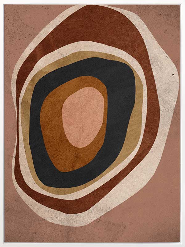 Concentric circle wall art from the Tim Neve collection by Urban Road, with layered brown, caramel, and cream tones.
