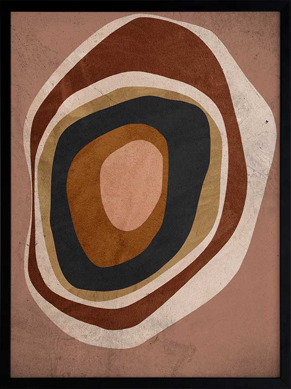 Concentric circle wall art from the Tim Neve collection by Urban Road, with layered brown, caramel, and cream tones.

