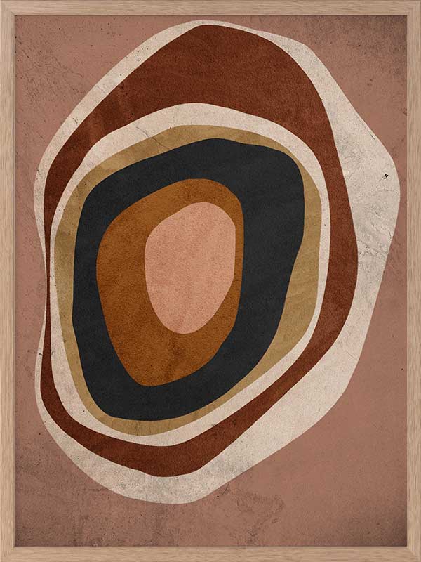 Concentric circle wall art from the Tim Neve collection by Urban Road, with layered brown, caramel, and cream tones.
