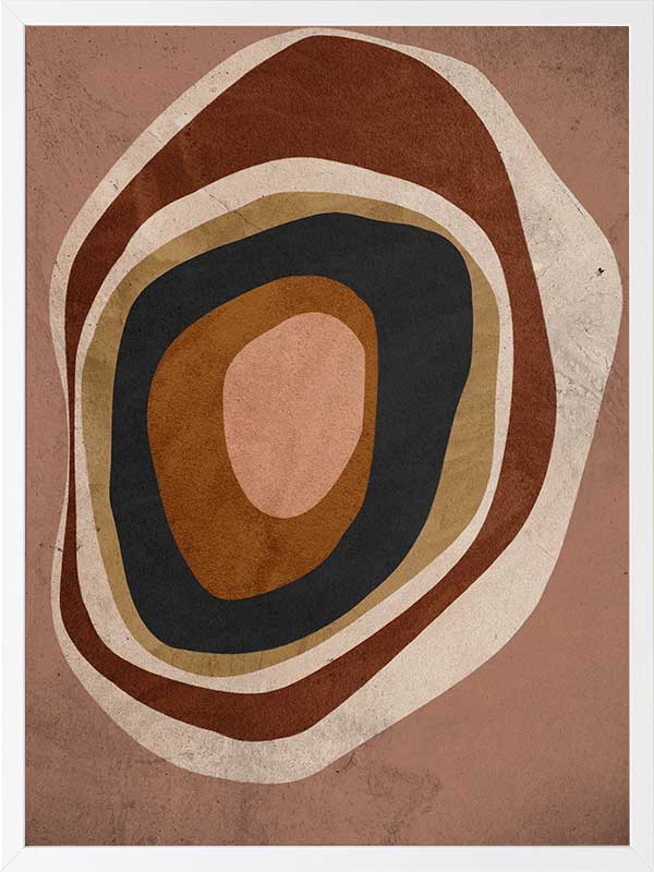 Concentric circle wall art from the Tim Neve collection by Urban Road, with layered brown, caramel, and cream tones.
