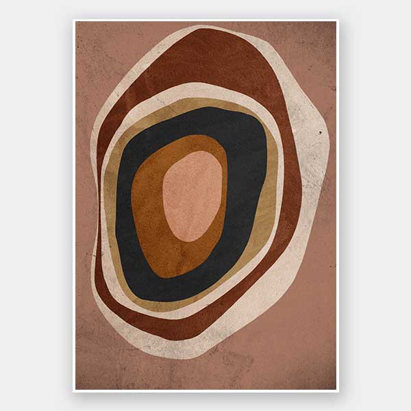 Concentric circle wall art from the Tim Neve collection by Urban Road, with layered brown, caramel, and cream tones.
