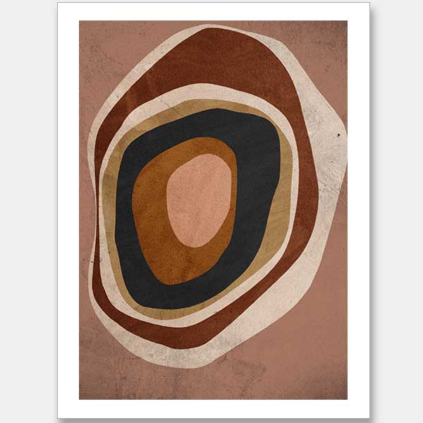 Concentric circle wall art from the Tim Neve collection by Urban Road, with layered brown, caramel, and cream tones.
