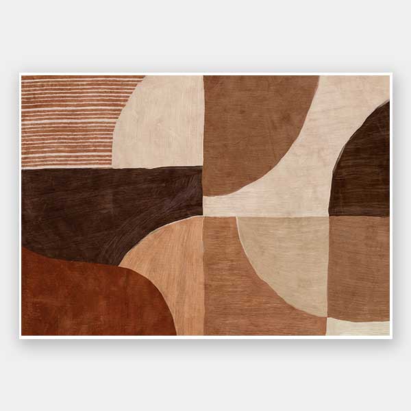 Abstract wall art from the Tim Neve collection by Urban Road, with bold brown forms, layered textures, and neutral shapes.
