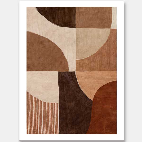 Abstract wall art from the Tim Neve collection by Urban Road, with bold brown forms, layered textures, and neutral shapes.