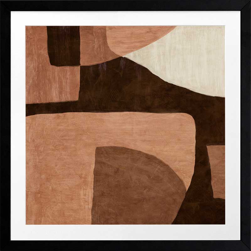 Minimalist wall art from the Tim Neve collection by Urban Road, showcasing large neutral blocks in soft beige and warm brown.